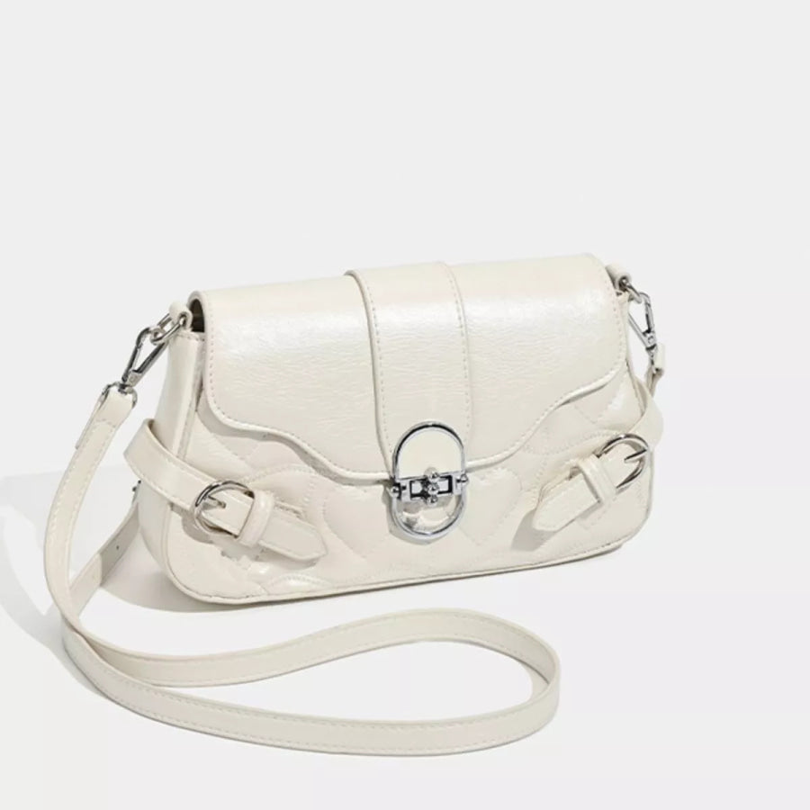 Quilted Flap Buckle Decor Crossbody Bag Apparel and Accessories