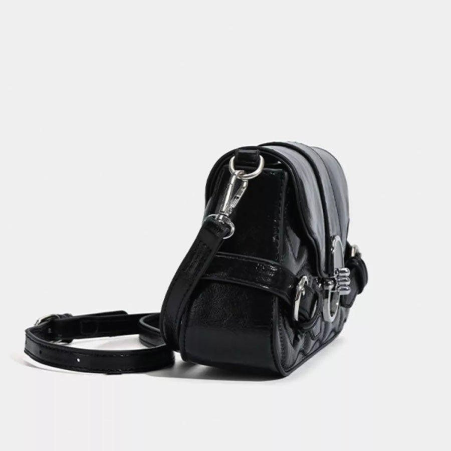 Quilted Flap Buckle Decor Crossbody Bag Apparel and Accessories