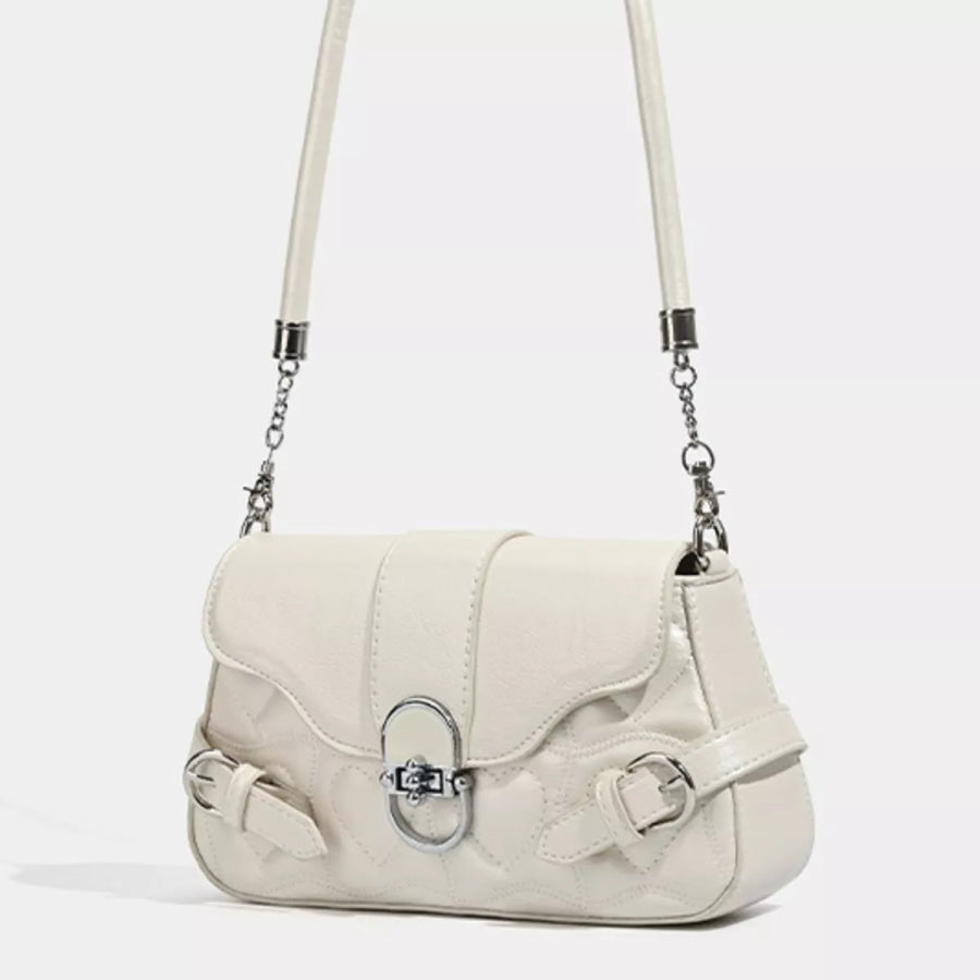 Quilted Flap Buckle Decor Crossbody Bag Apparel and Accessories