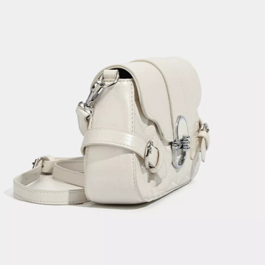 Quilted Flap Buckle Decor Crossbody Bag Apparel and Accessories