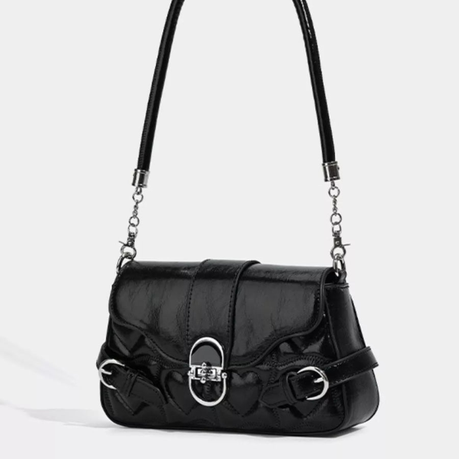 Quilted Flap Buckle Decor Crossbody Bag Apparel and Accessories