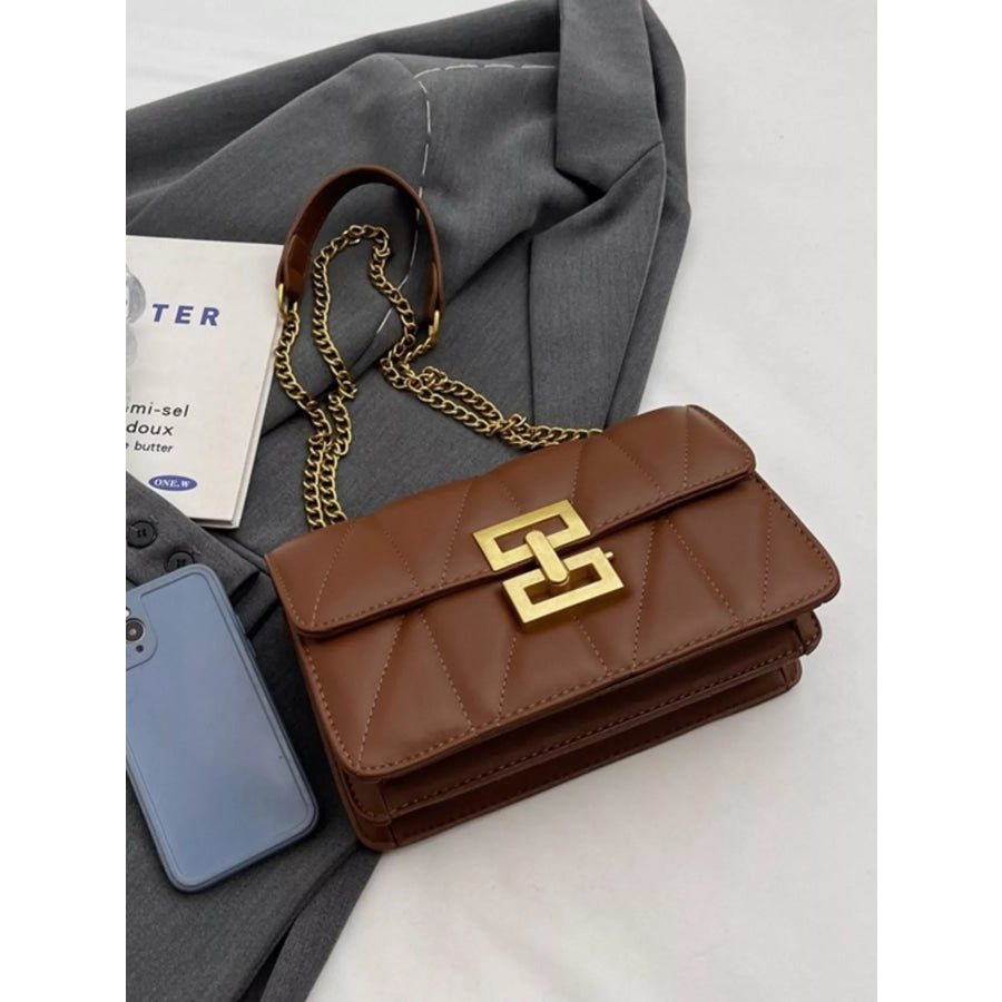Quilted Flap Chain Crossbody Bag Apparel and Accessories
