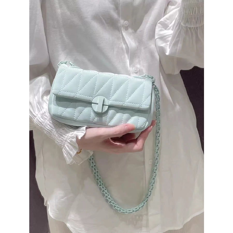 Quilted Flap Chain Crossbody Bag Green / One Size Apparel and Accessories