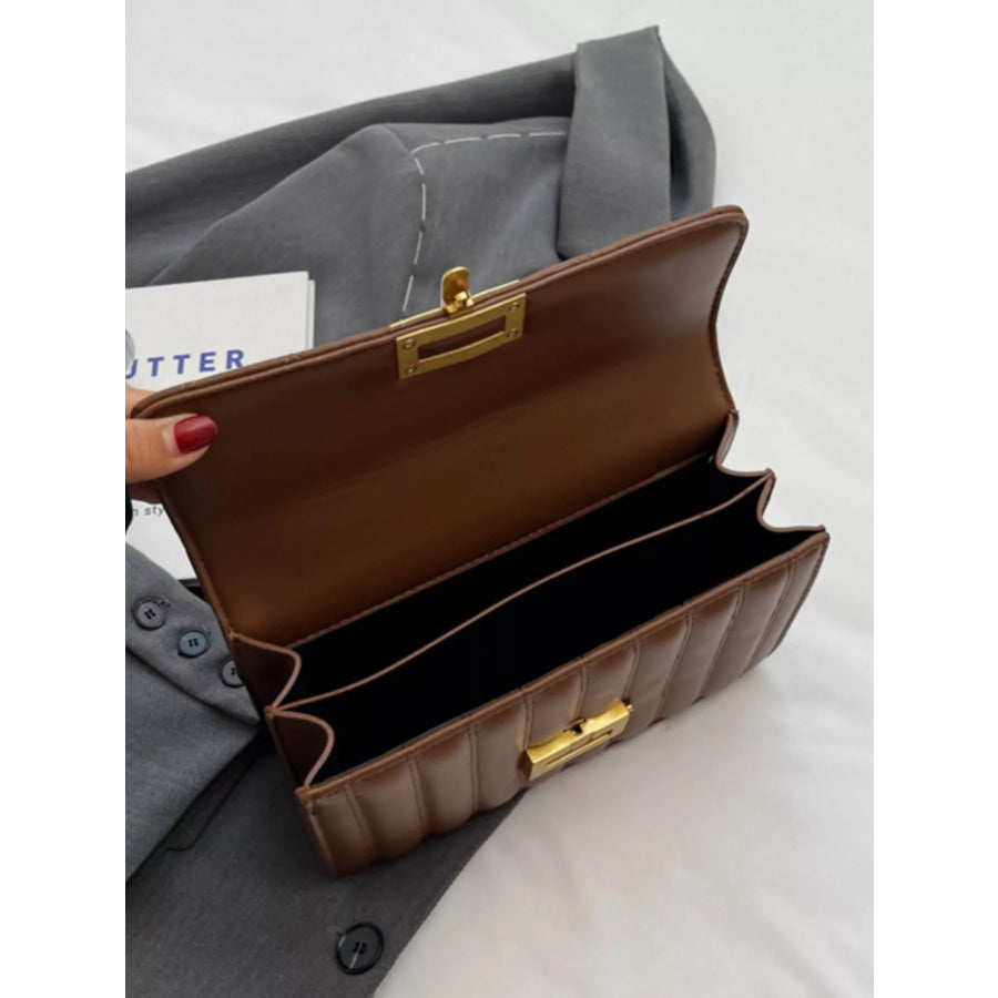 Quilted Flap Chain Shoulder Bag Brown / ONESIZE Apparel and Accessories