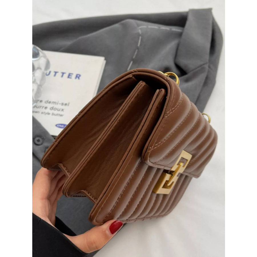 Quilted Flap Chain Shoulder Bag Brown / ONESIZE Apparel and Accessories