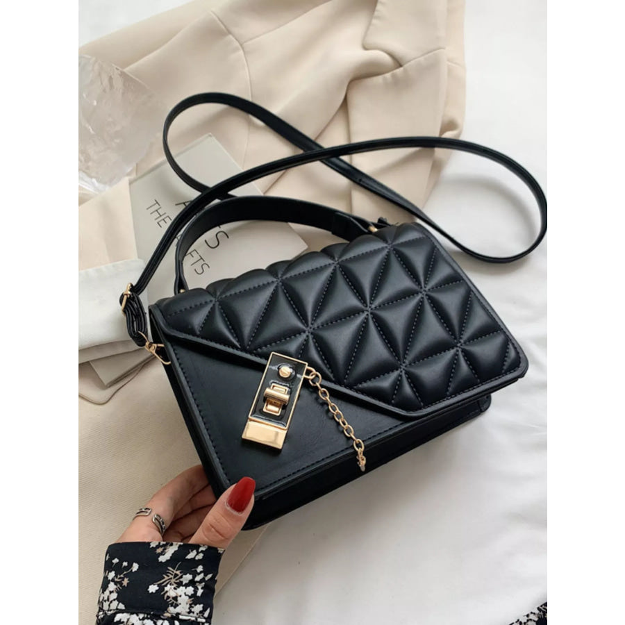 Quilted Flap Crossbody Bag Black / One Size Apparel and Accessories