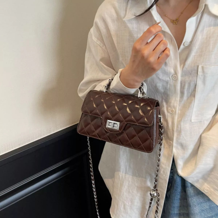 Quilted Flap Crossbody Bag Brown / onesize Apparel and Accessories