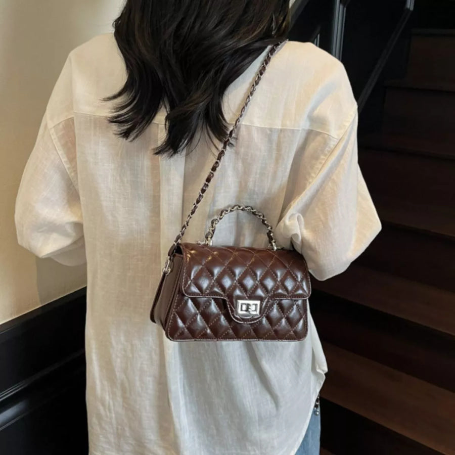 Quilted Flap Crossbody Bag Brown / onesize Apparel and Accessories