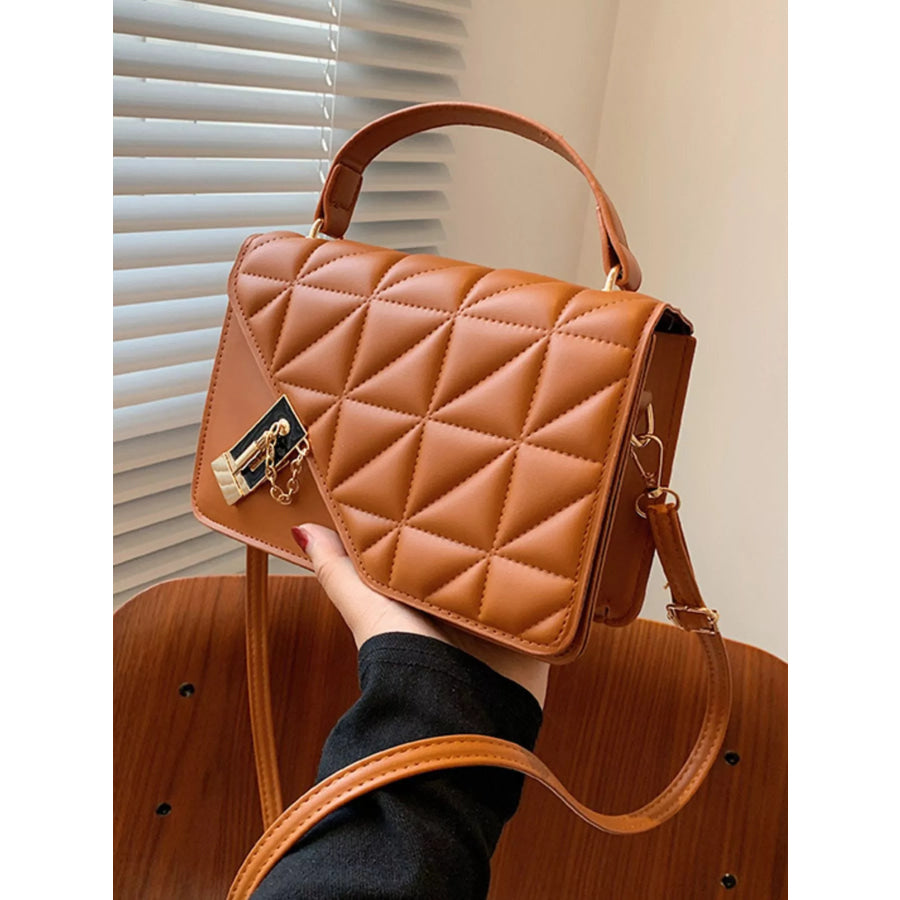 Quilted Flap Crossbody Bag Caramel / One Size Apparel and Accessories