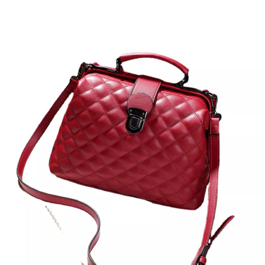 Quilted Handbag with Metal Clasp Red / onesize Apparel and Accessories