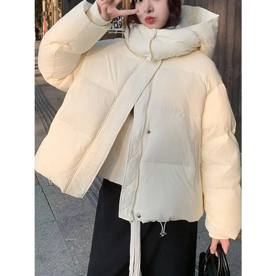 Quilted Hooded Puffer Jacket White / S Apparel and Accessories