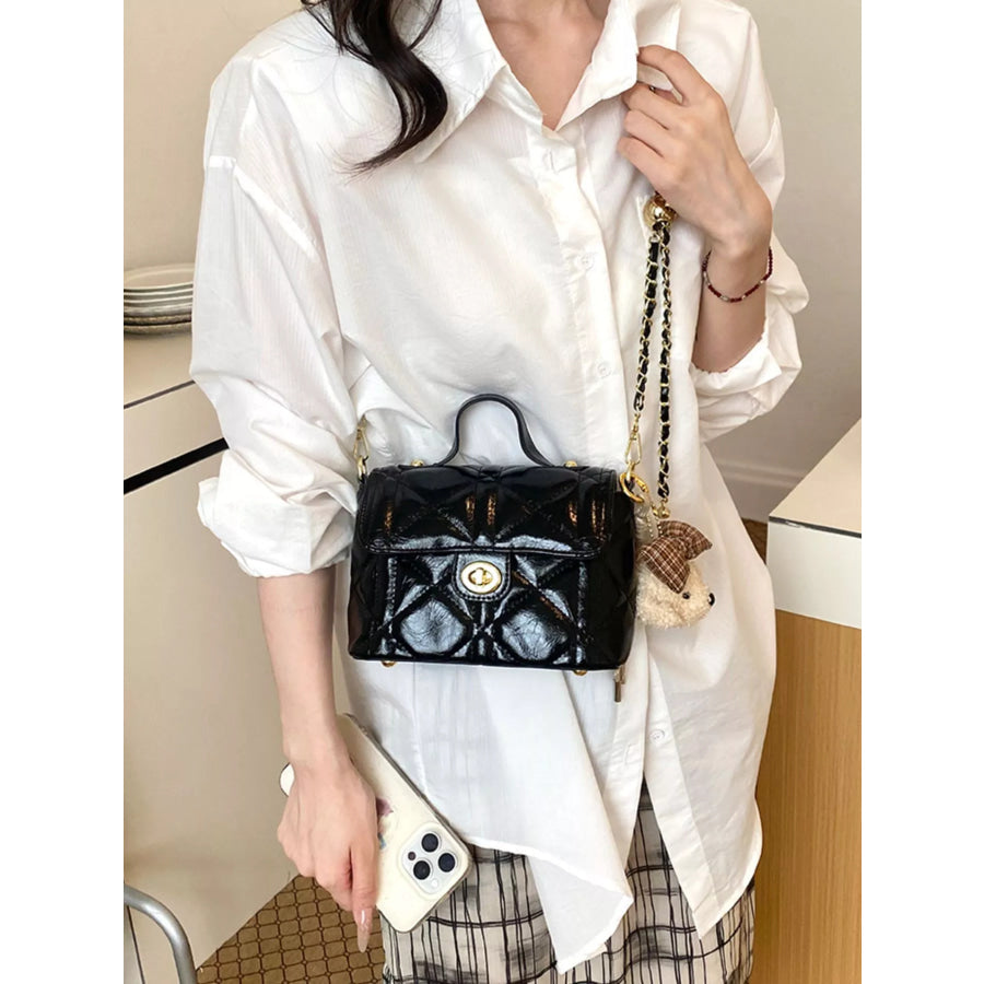 Quilted Leather Crossbody Bag Black / One Size Apparel and Accessories