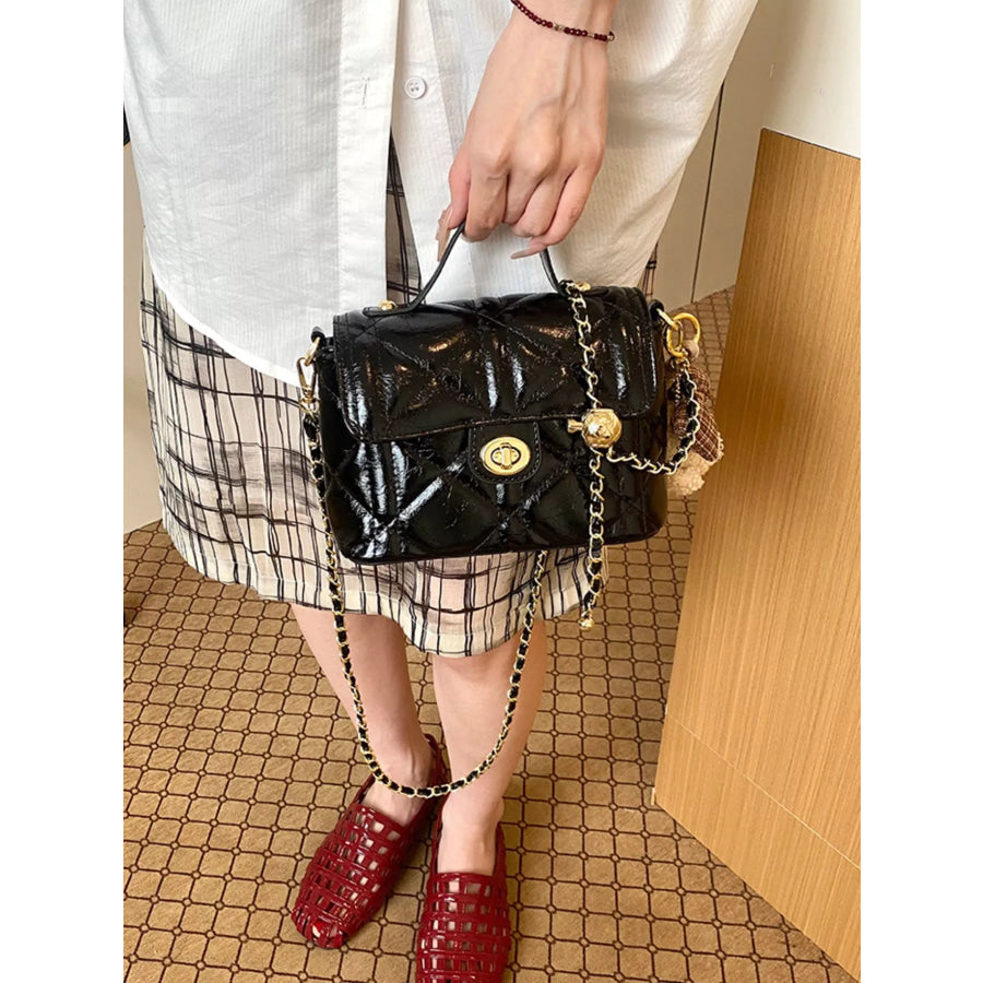 Quilted Leather Crossbody Bag Black / One Size Apparel and Accessories