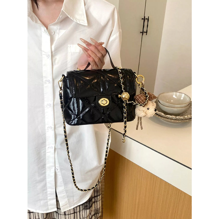 Quilted Leather Crossbody Bag Black / One Size Apparel and Accessories