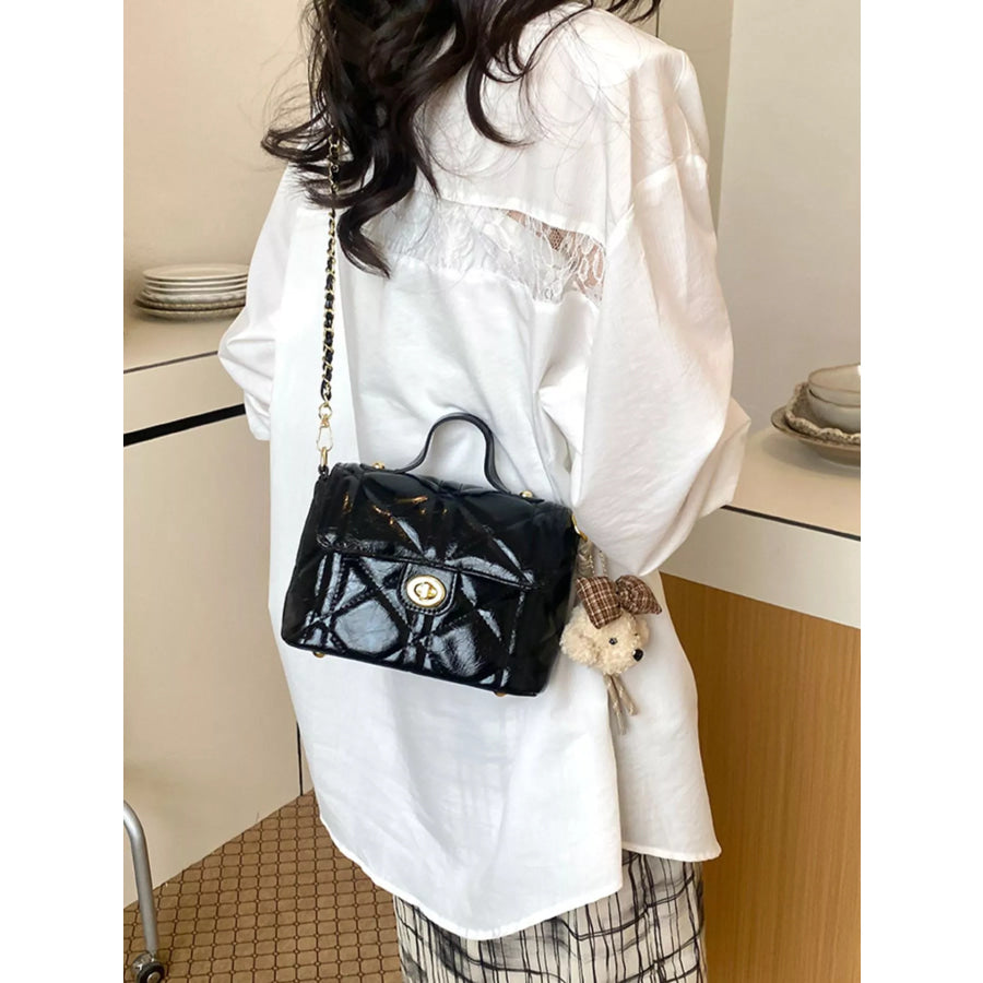 Quilted Leather Crossbody Bag Black / One Size Apparel and Accessories