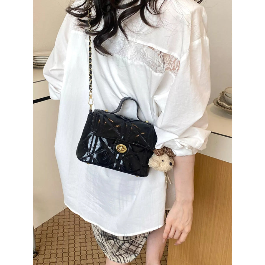 Quilted Leather Crossbody Bag Black / One Size Apparel and Accessories