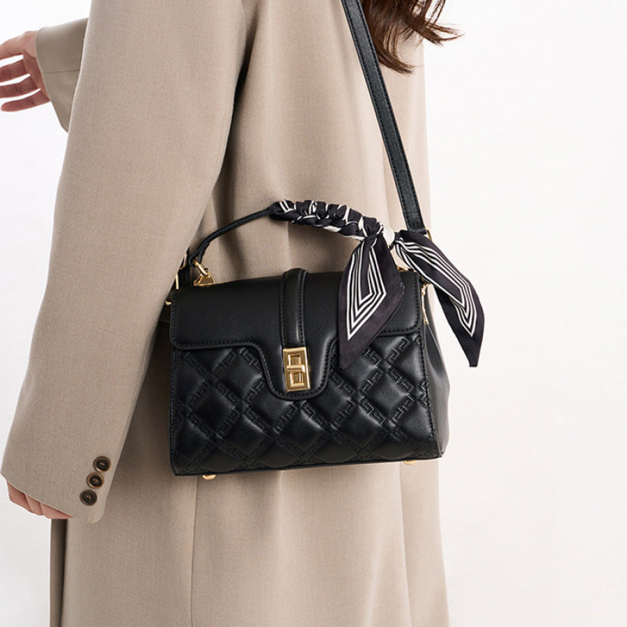 Quilted Leather Crossbody Bag Black / ONESIZE Apparel and Accessories