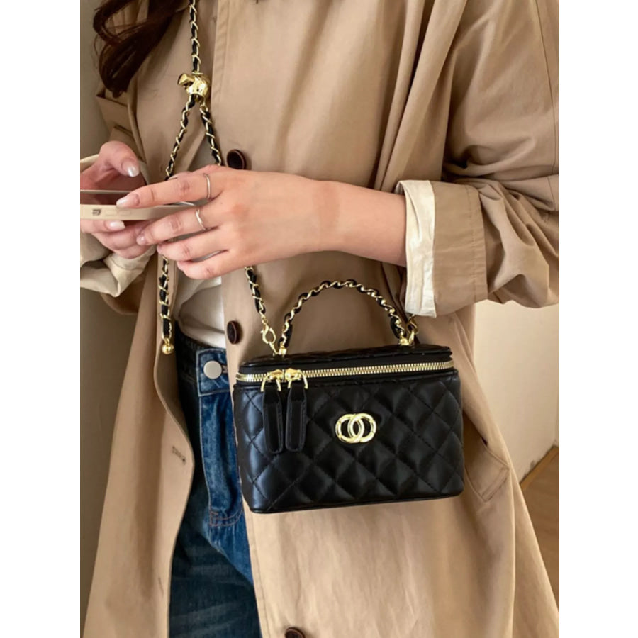 Quilted Leather Crossbody Bag Black / onesize Apparel and Accessories