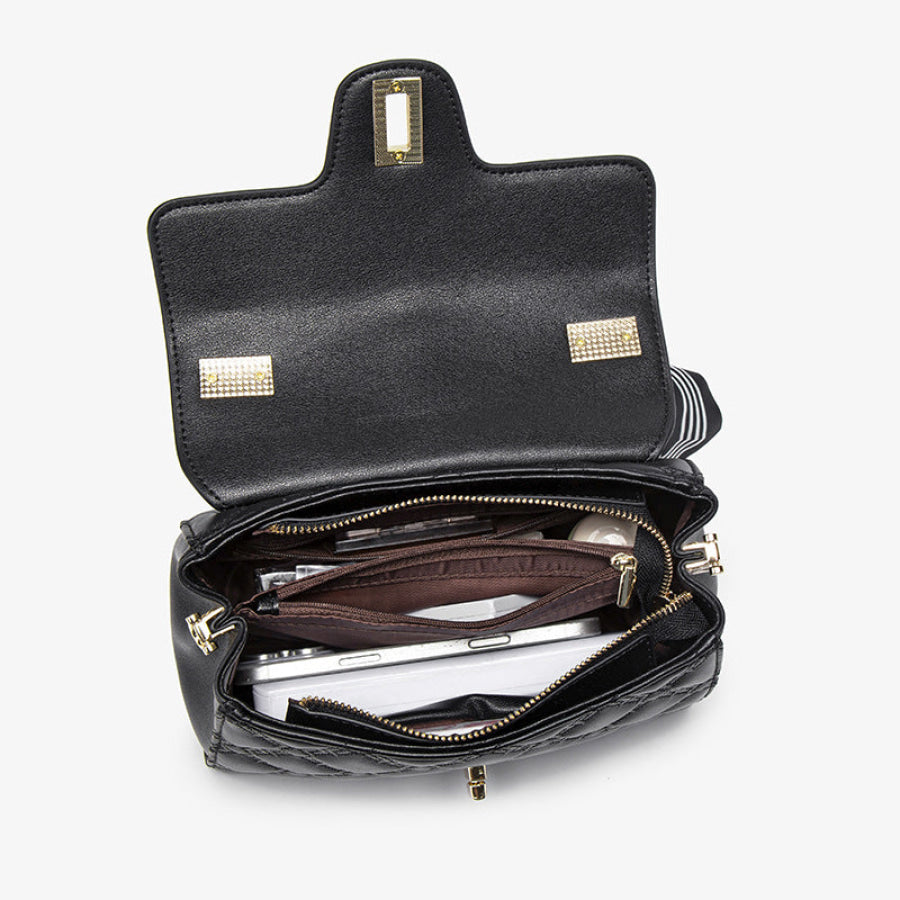 Quilted Leather Crossbody Bag Black / ONESIZE Apparel and Accessories