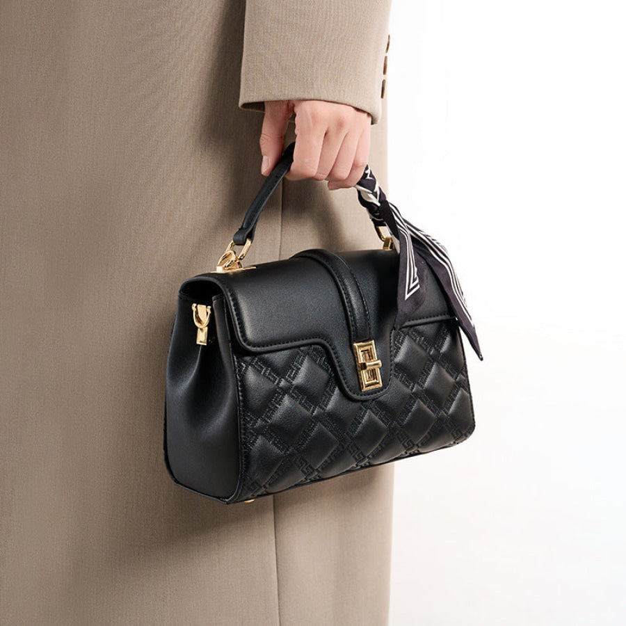 Quilted Leather Crossbody Bag Black / ONESIZE Apparel and Accessories