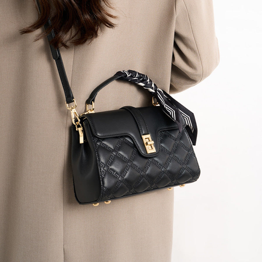 Quilted Leather Crossbody Bag Black / ONESIZE Apparel and Accessories