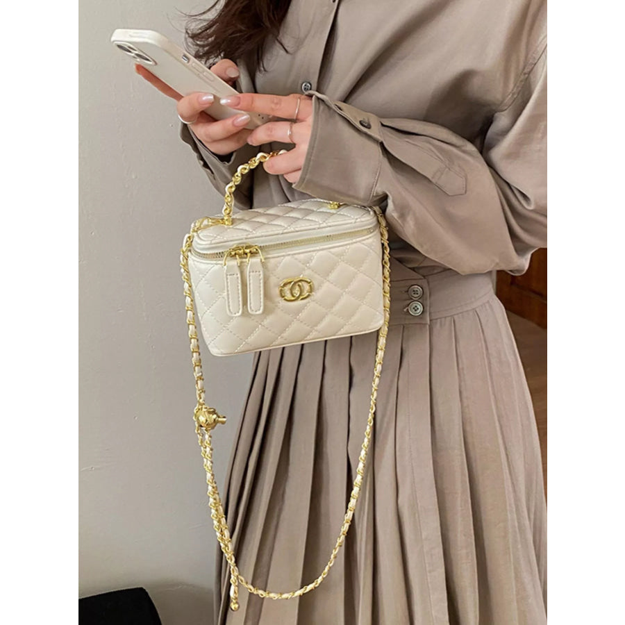 Quilted Leather Crossbody Bag Ivory / onesize Apparel and Accessories