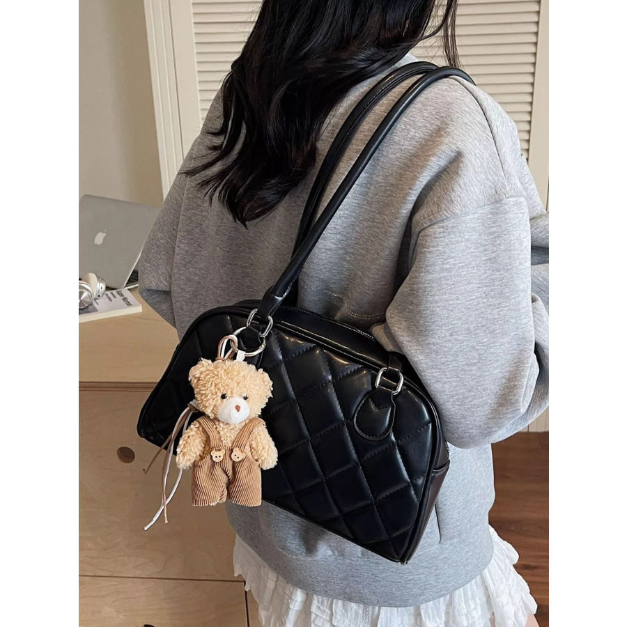 Quilted Leather Shoulder Bag Black / One Size Apparel and Accessories