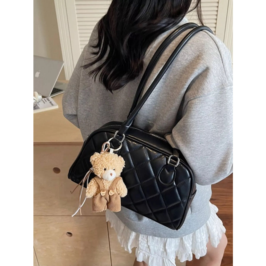 Quilted Leather Shoulder Bag Black / One Size Apparel and Accessories