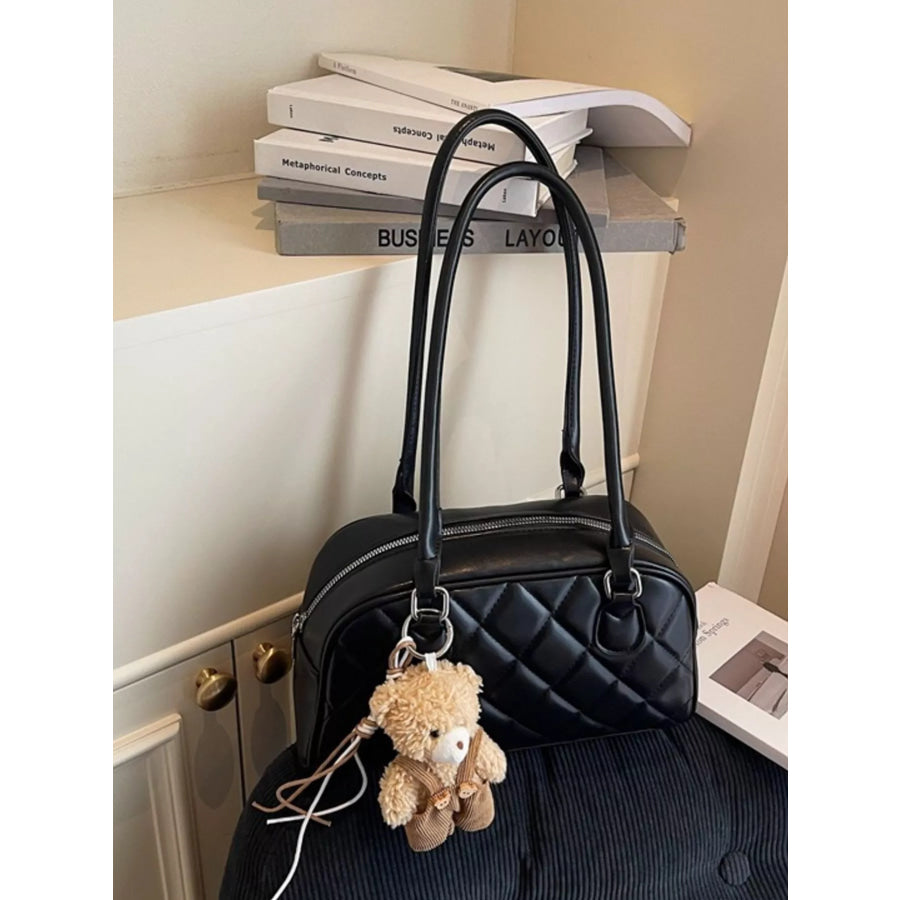 Quilted Leather Shoulder Bag Black / One Size Apparel and Accessories