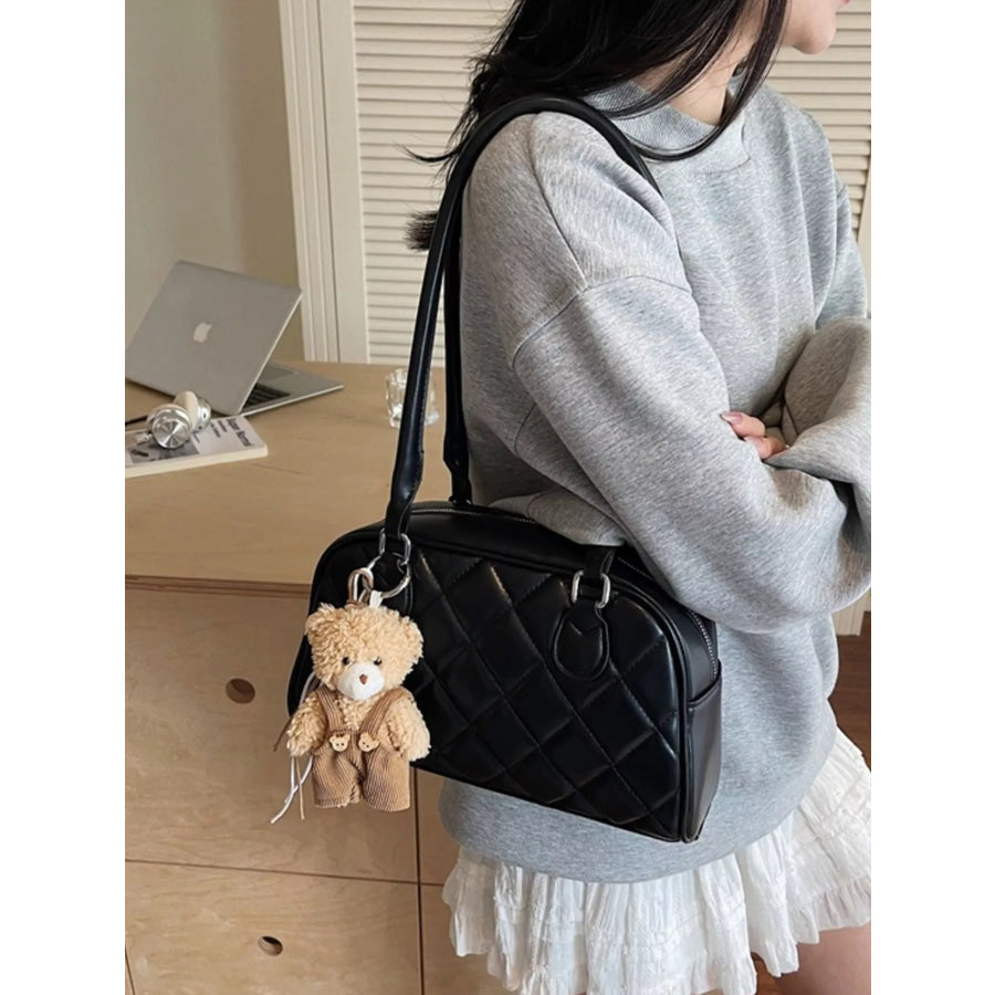 Quilted Leather Shoulder Bag Black / One Size Apparel and Accessories