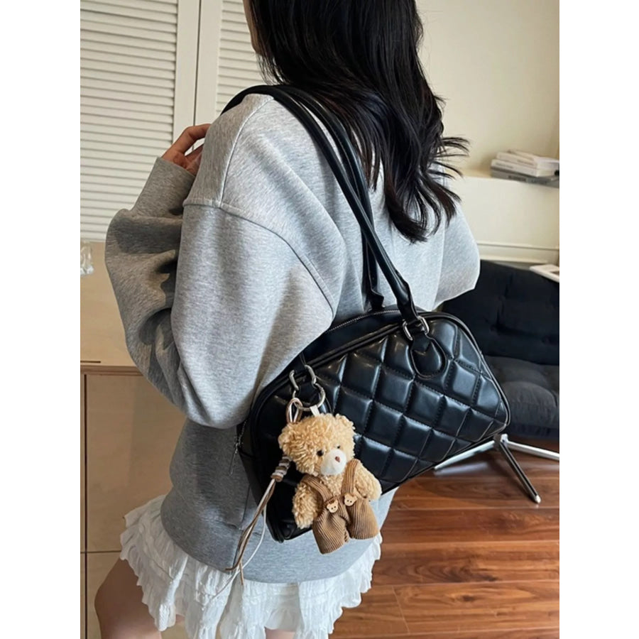 Quilted Leather Shoulder Bag Black / One Size Apparel and Accessories