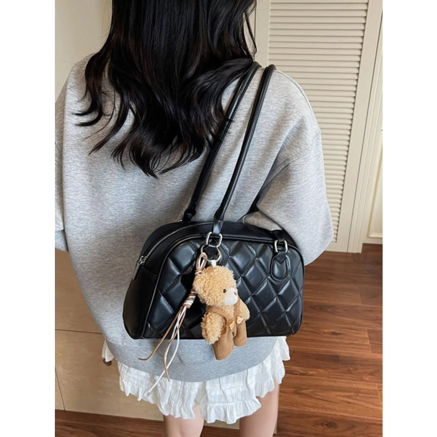 Quilted Leather Shoulder Bag Black / One Size Apparel and Accessories