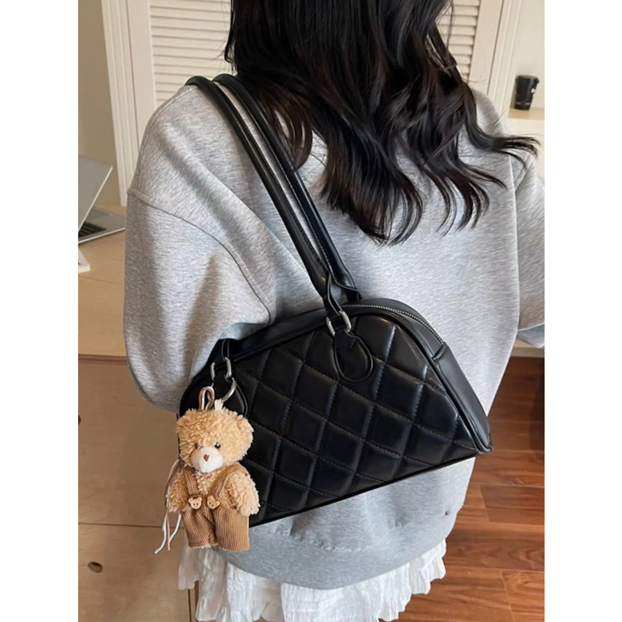 Quilted Leather Shoulder Bag Black / One Size Apparel and Accessories
