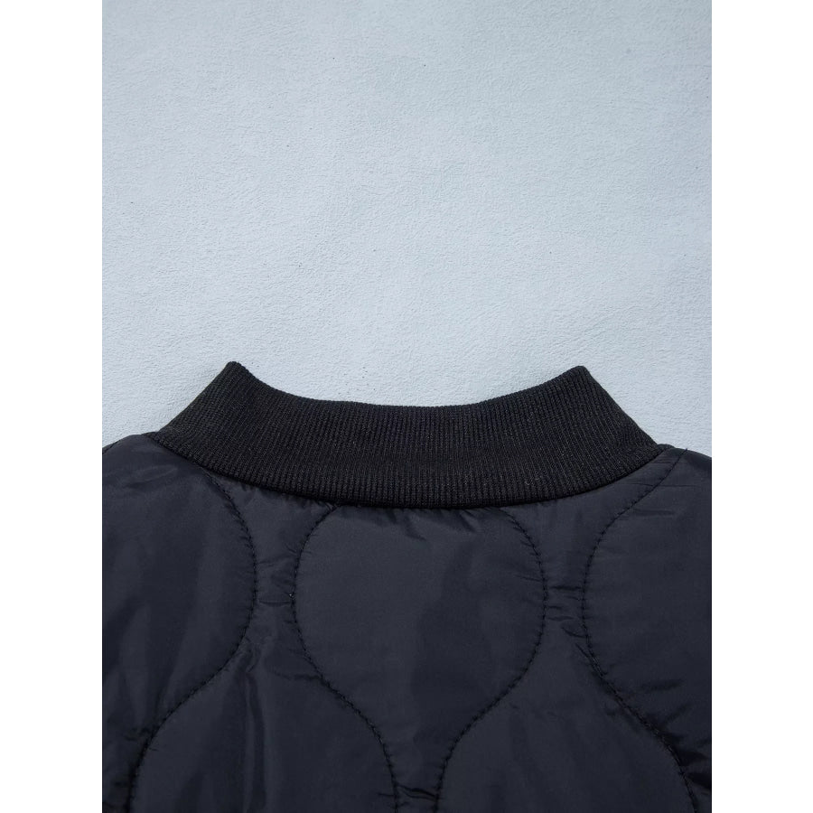 Quilted Leopard Cuff Button Down Puffer Jacket Apparel and Accessories