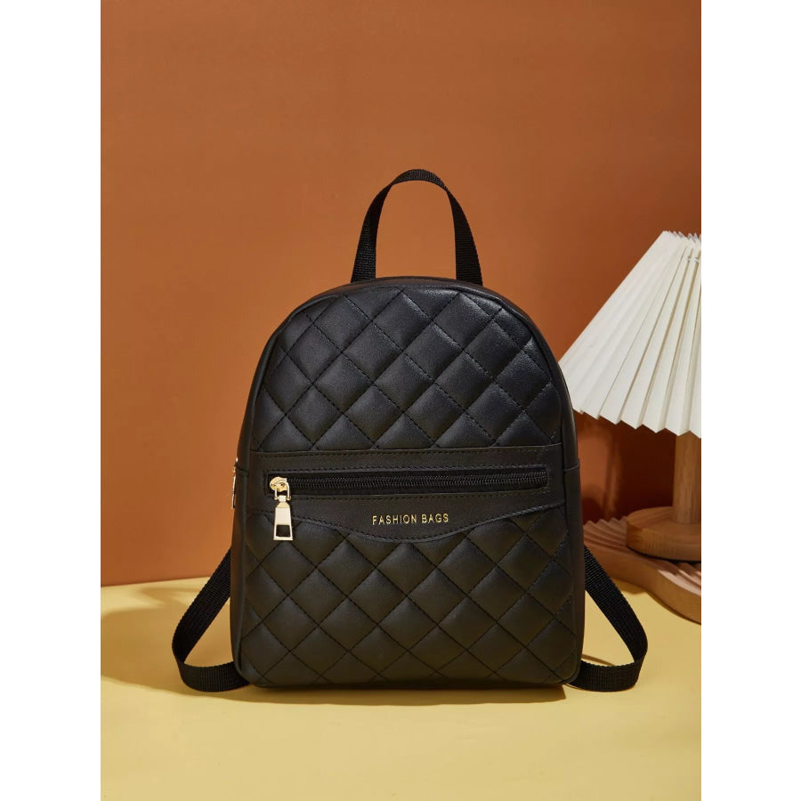 Quilted Lightweight Backpack Bag Black / ONESIZE Apparel and Accessories