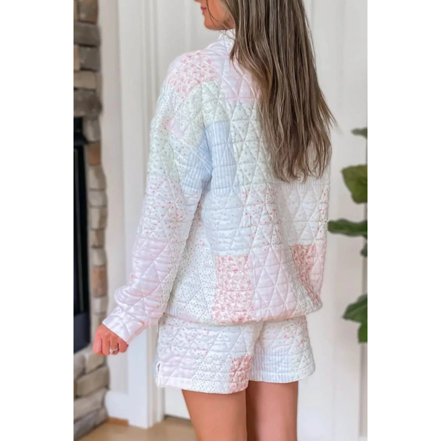 Quilted Long Sleeve Top and Shorts Set Apparel and Accessories