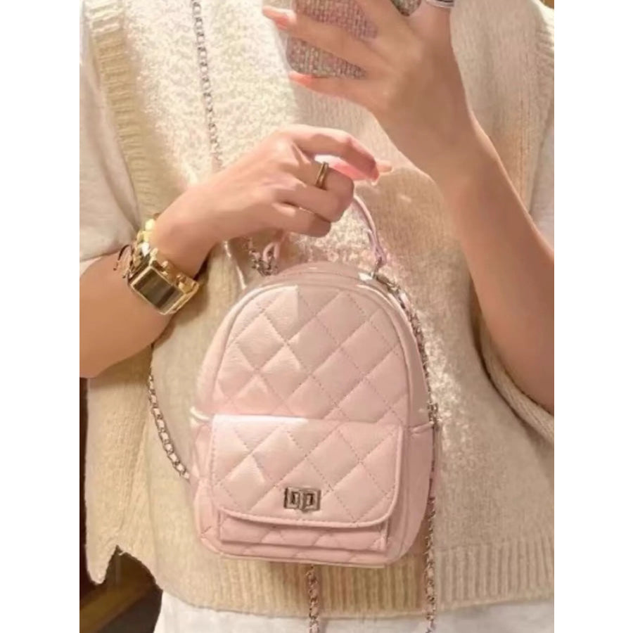 Quilted Mini Backpack Bag Pink / One Size Apparel and Accessories