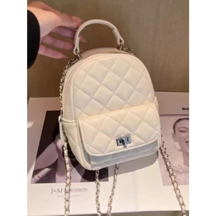 Quilted Mini Backpack Bag White / One Size Apparel and Accessories