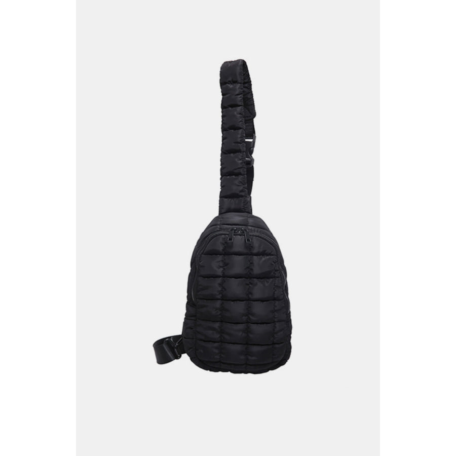 Quilted Nylon Crossbody Bag Black / One Size Apparel and Accessories