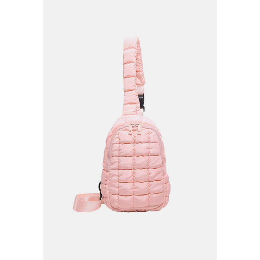 Quilted Nylon Crossbody Bag Blush Pink / One Size Apparel and Accessories