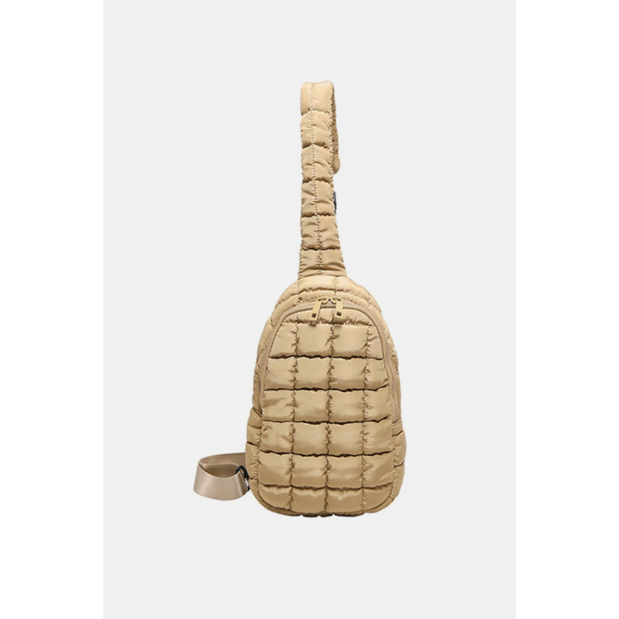 Quilted Nylon Crossbody Bag Camel / One Size Apparel and Accessories