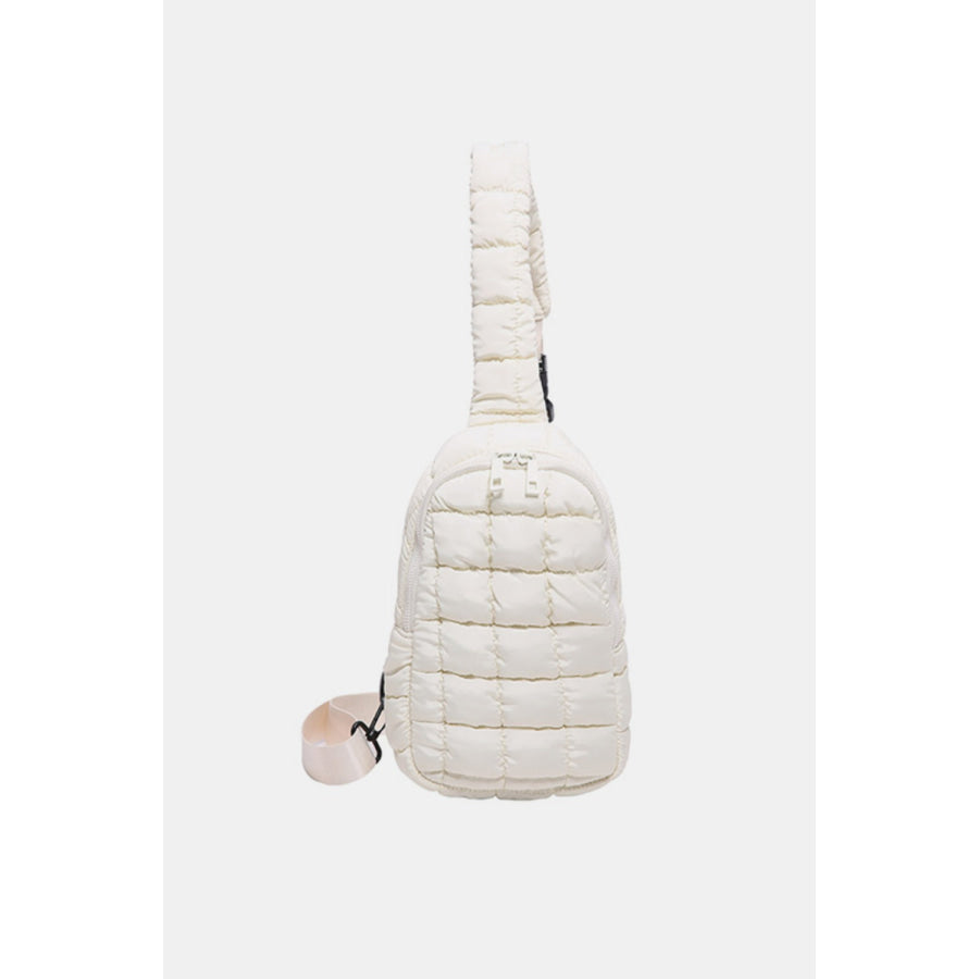 Quilted Nylon Crossbody Bag Ivory / One Size Apparel and Accessories