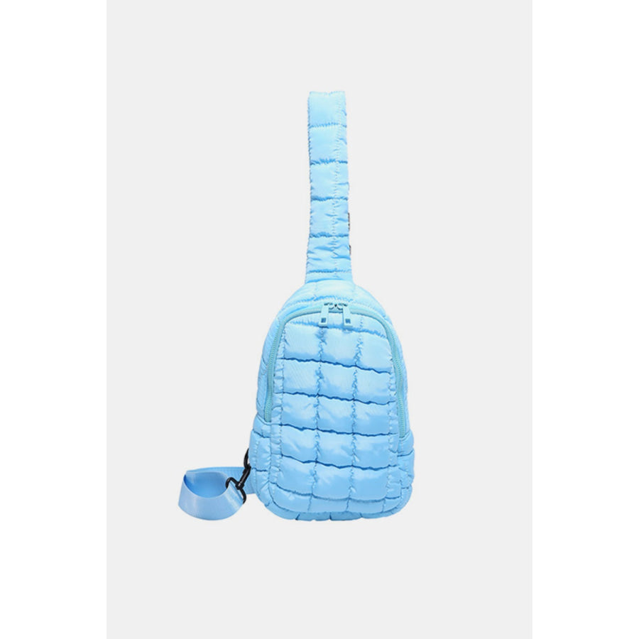 Quilted Nylon Crossbody Bag Pastel Blue / One Size Apparel and Accessories