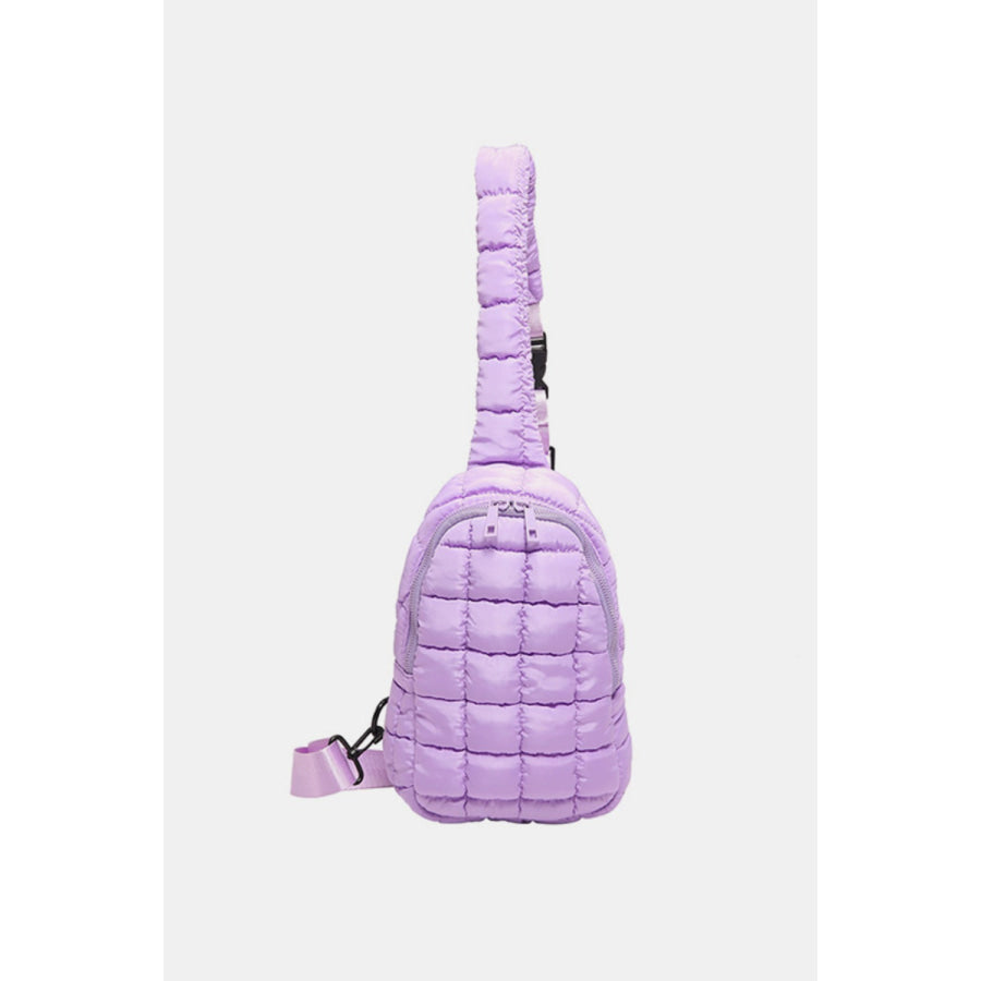 Quilted Nylon Crossbody Bag Pink Purple / One Size Apparel and Accessories