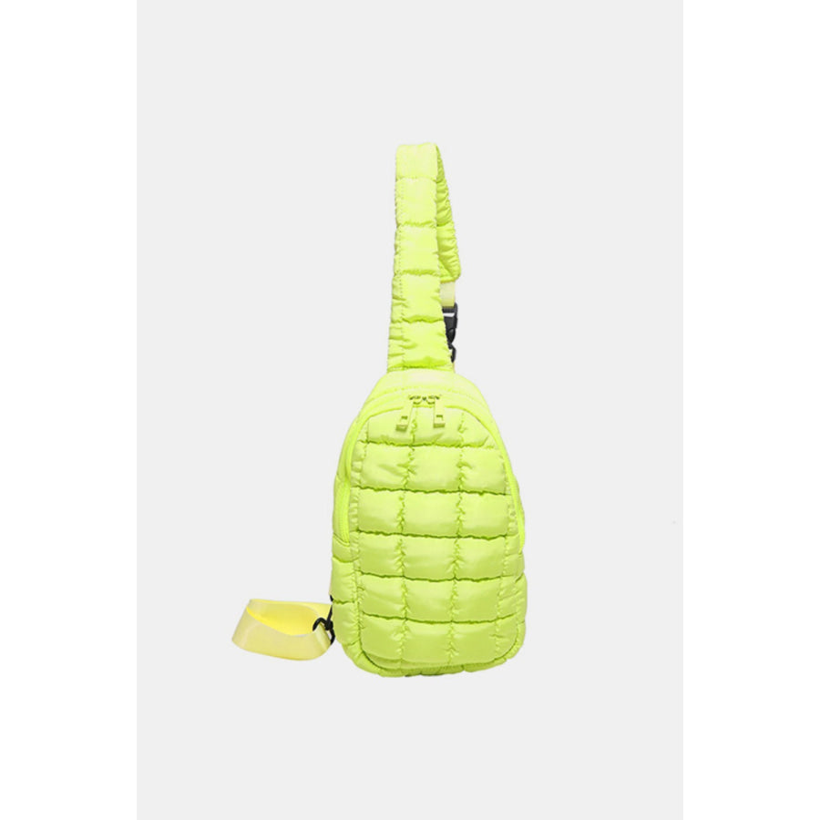 Quilted Nylon Crossbody Bag Yellow Green / One Size Apparel and Accessories