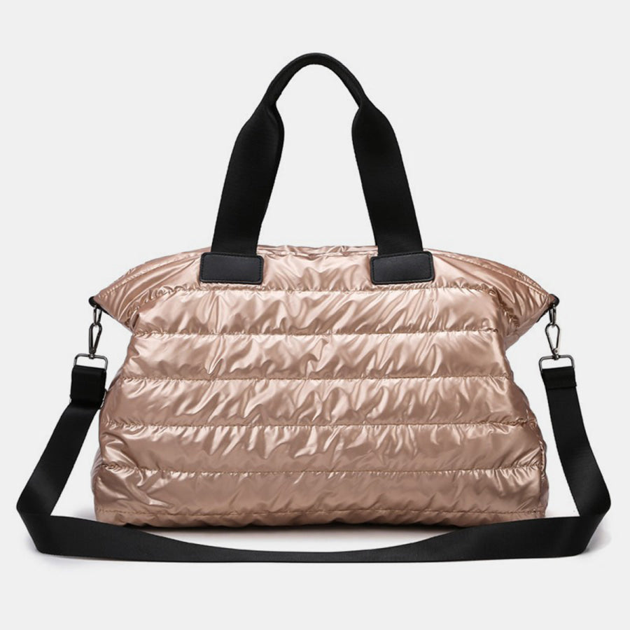 Quilted Nylon Oversize Travel Bag Rose Gold / One Size Apparel and Accessories