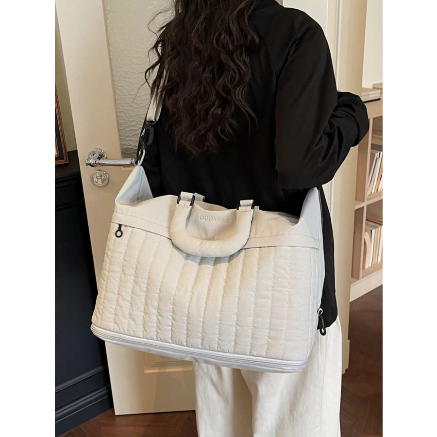 Quilted Nylon Travel Bag Cream White / onesize Apparel and Accessories