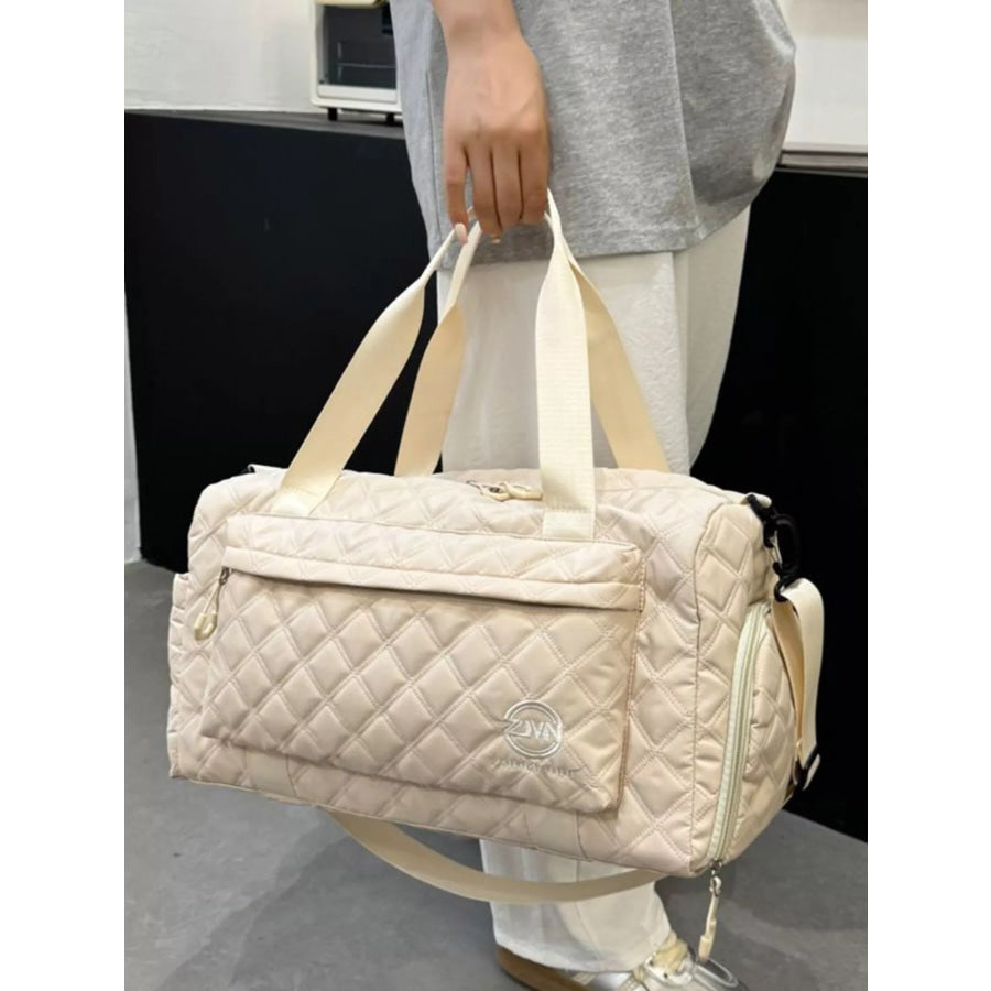 Quilted Oxford Cloth Travel Bag Off-white / onesize Apparel and Accessories