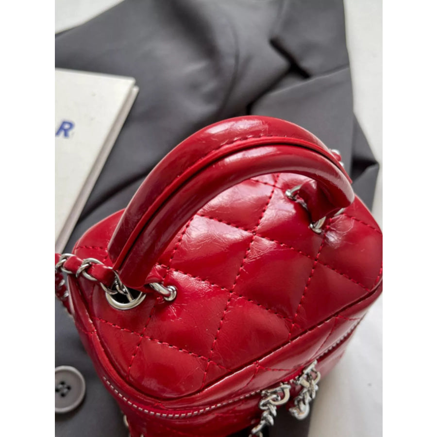 Quilted Pattern Crossbody Bag Wine Red / One Size Apparel and Accessories