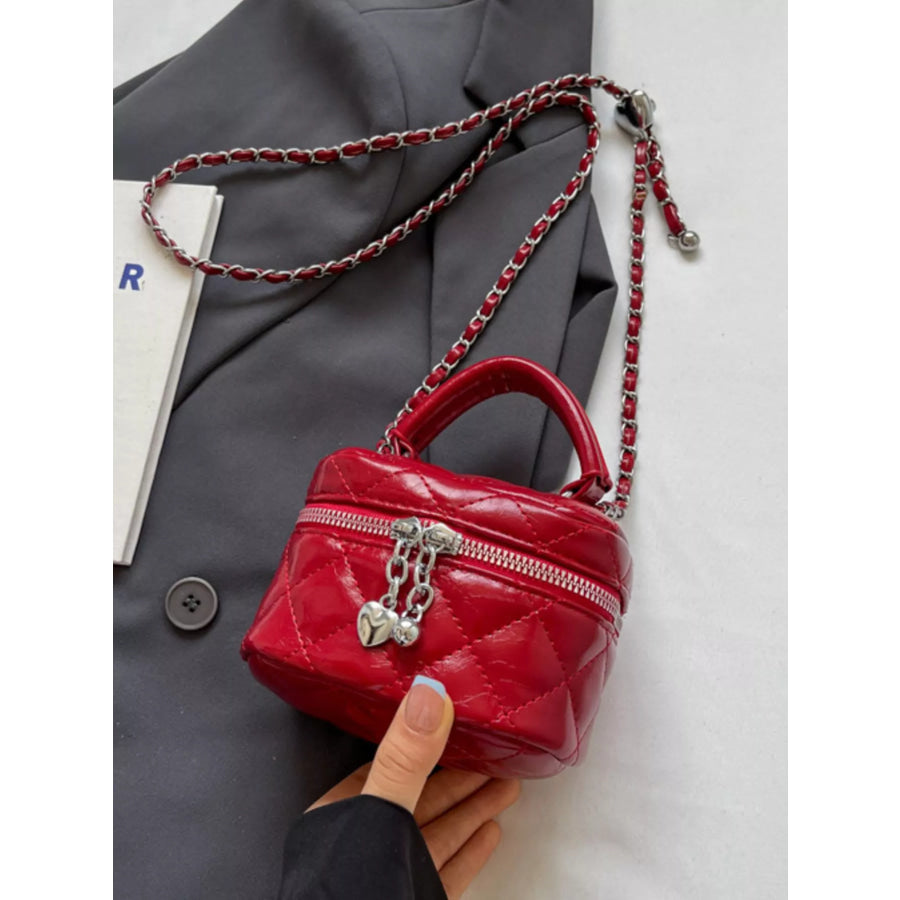 Quilted Pattern Crossbody Bag Wine Red / One Size Apparel and Accessories